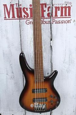 Ibanez SR375EF Fretless 5 String Electric Bass Guitar Brown Burst Finish