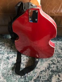 JAPANESE 1960s TIESCO KINGSTON VIOLIN BASS GUITAR. F-HOLE. SUPERB CONDITION. RED
