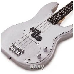 LA Bass Guitar by Gear4music Silver Flake