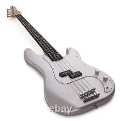 LA Bass Guitar by Gear4music Silver Flake