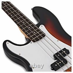 LA Left Handed Bass Guitar by Gear4music Sunburst