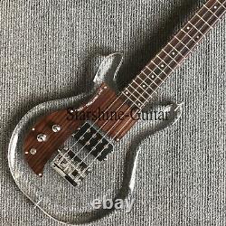 Left Handed Dan 4 Strings Electric Bass Guitar Acrylic Crystal Body Maple Neck