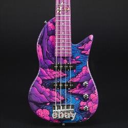 Lindo Kawa Electric Travel Bass Guitar Japanese River Art Finish Purple Gloss