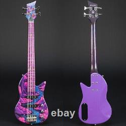Lindo Kawa Electric Travel Bass Guitar Japanese River Art Finish Purple Gloss