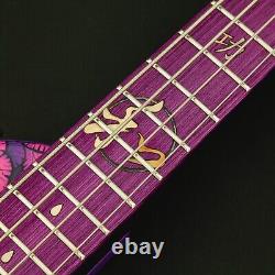 Lindo Kawa Electric Travel Bass Guitar Japanese River Art Finish Purple Gloss