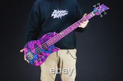 Lindo Kawa Electric Travel Bass Guitar Japanese River Art Finish Purple Gloss