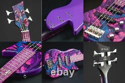 Lindo Kawa Electric Travel Bass Guitar Japanese River Art Finish Purple Gloss