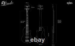 Lindo Kawa Electric Travel Bass Guitar Japanese River Art Finish Purple Gloss