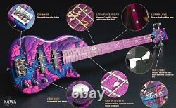 Lindo Kawa Electric Travel Bass Guitar Japanese River Art Finish Purple Gloss