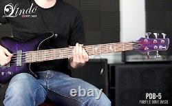 Lindo PDB-5 V2 Purple Dove 5-String Electric Bass Guitar Luminlays 24 Frets