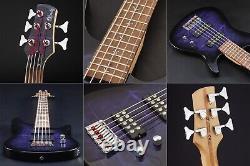 Lindo PDB-5 V2 Purple Dove 5-String Electric Bass Guitar Luminlays 24 Frets
