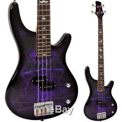 Lindo Purple Dove Electric Bass Guitar P-Bass Pickups & Free Gig Bag and Cable