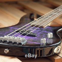 Lindo Purple Dove Electric Bass Guitar P-Bass Pickups & Free Gig Bag and Cable