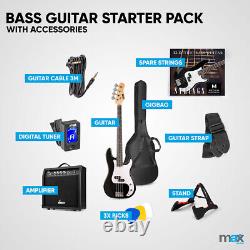 MAX 173.235 GigKit Bass Guitar with Amplifier and Accessories Black