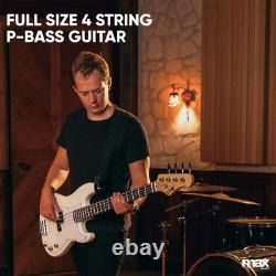 MAX GigKit Beginner Electric Bass Guitar with Amplifier and Accessories White