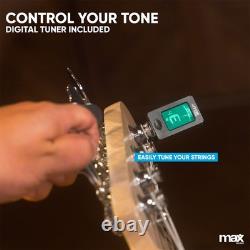 MAX GigKit Beginner Electric Bass Guitar with Amplifier and Accessories White