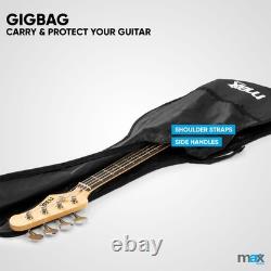 MAX GigKit Beginner Electric Bass Guitar with Amplifier and Accessories White