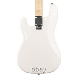 MAX GigKit Beginner Electric Bass Guitar with Amplifier and Accessories White