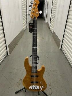 MAZETI MB-5, 5 String Bass guitar, Mahogany Burl Cap, Ash Body, Nato, Maple Neck