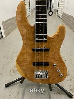 MAZETI MB-5, 5 String Bass guitar, Mahogany Burl Cap, Ash Body, Nato, Maple Neck