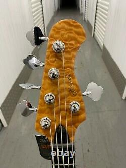 MAZETI MB-5, 5 String Bass guitar, Mahogany Burl Cap, Ash Body, Nato, Maple Neck