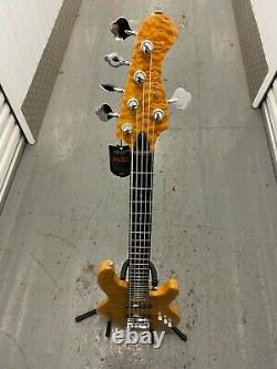 MAZETI MB-5, 5 String Bass guitar, Mahogany Burl Cap, Ash Body, Nato, Maple Neck