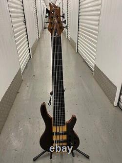 MAZETI WTHB 7 String Fretless Bass guitar, Ebony & MAH Body, Active/Passive, 18v