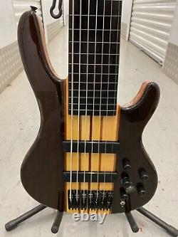 MAZETI WTHB 7 String Fretless Bass guitar, Ebony & MAH Body, Active/Passive, 18v