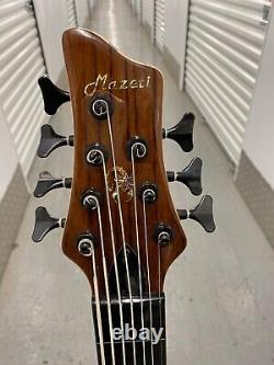 MAZETI WTHB 7 String Fretless Bass guitar, Ebony & MAH Body, Active/Passive, 18v