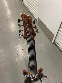 MAZETI WTHB 7 String Fretless Bass guitar, Ebony & MAH Body, Active/Passive, 18v