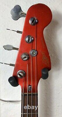 Marlin metallic red p bass guitar made in Korea. Vintage 80s