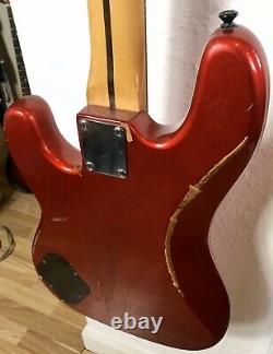 Marlin metallic red p bass guitar made in Korea. Vintage 80s