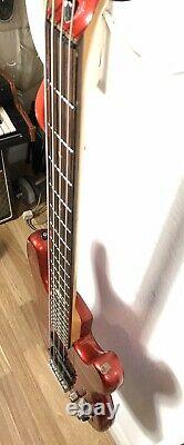 Marlin metallic red p bass guitar made in Korea. Vintage 80s