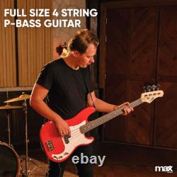 Max Gigkit Learner Bass Guitar Full Size Kit Red 40W Amplifier Included