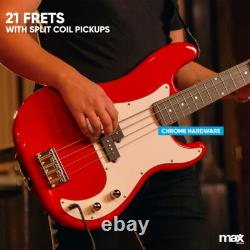Max Gigkit Learner Bass Guitar Full Size Kit Red 40W Amplifier Included