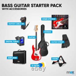 Max Gigkit Learner Bass Guitar Full Size Kit Red 40W Amplifier Included