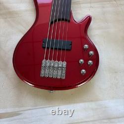 Metallic Red Electric Bass Guitar Fretless 6 String With Active Pickups