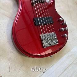Metallic Red Electric Bass Guitar Fretless 6 String With Active Pickups