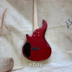 Metallic Red Electric Bass Guitar Fretless 6 String With Active Pickups