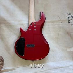 Metallic Red Electric Bass Guitar Fretless 6 String With Active Pickups