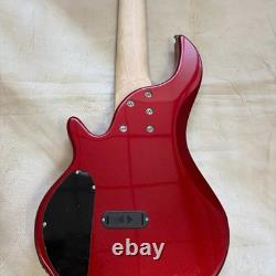 Metallic Red Electric Bass Guitar Fretless 6 String With Active Pickups