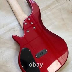 Metallic Red Electric Bass Guitar Fretless 6 String With Active Pickups