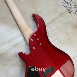 Metallic Red Electric Bass Guitar Fretless 6 String With Active Pickups