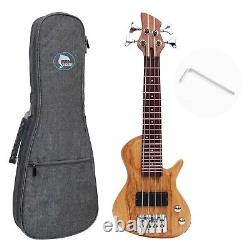 Mini Electric Travel Bass Electric Ubass 4 String Fretted Bass Ukulele with Bag