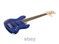 Monoprice Indio Jamm 5-String Electric Bass Blue, With Gig Bag