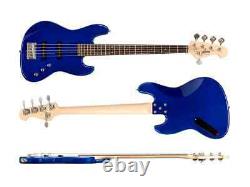 Monoprice Indio Jamm 5-String Electric Bass Blue, With Gig Bag