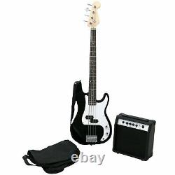 NEW! PB Precision Style Black 4 String Electric Bass Guitar & 15W Amp