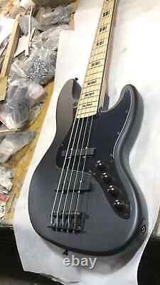 New 5 String Jazz Electric Bass Guitar, Finished in Matte Black Black Hardware