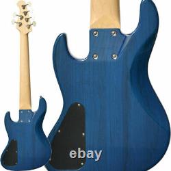 New Bacchus HJB6-STANDARD ASH STB See-through Blue Electric Bass Guitar