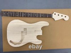 New Electric Bass Kit Paulownia Wood Body, Maple With Rose FB Neck 42mm Nut 96xp